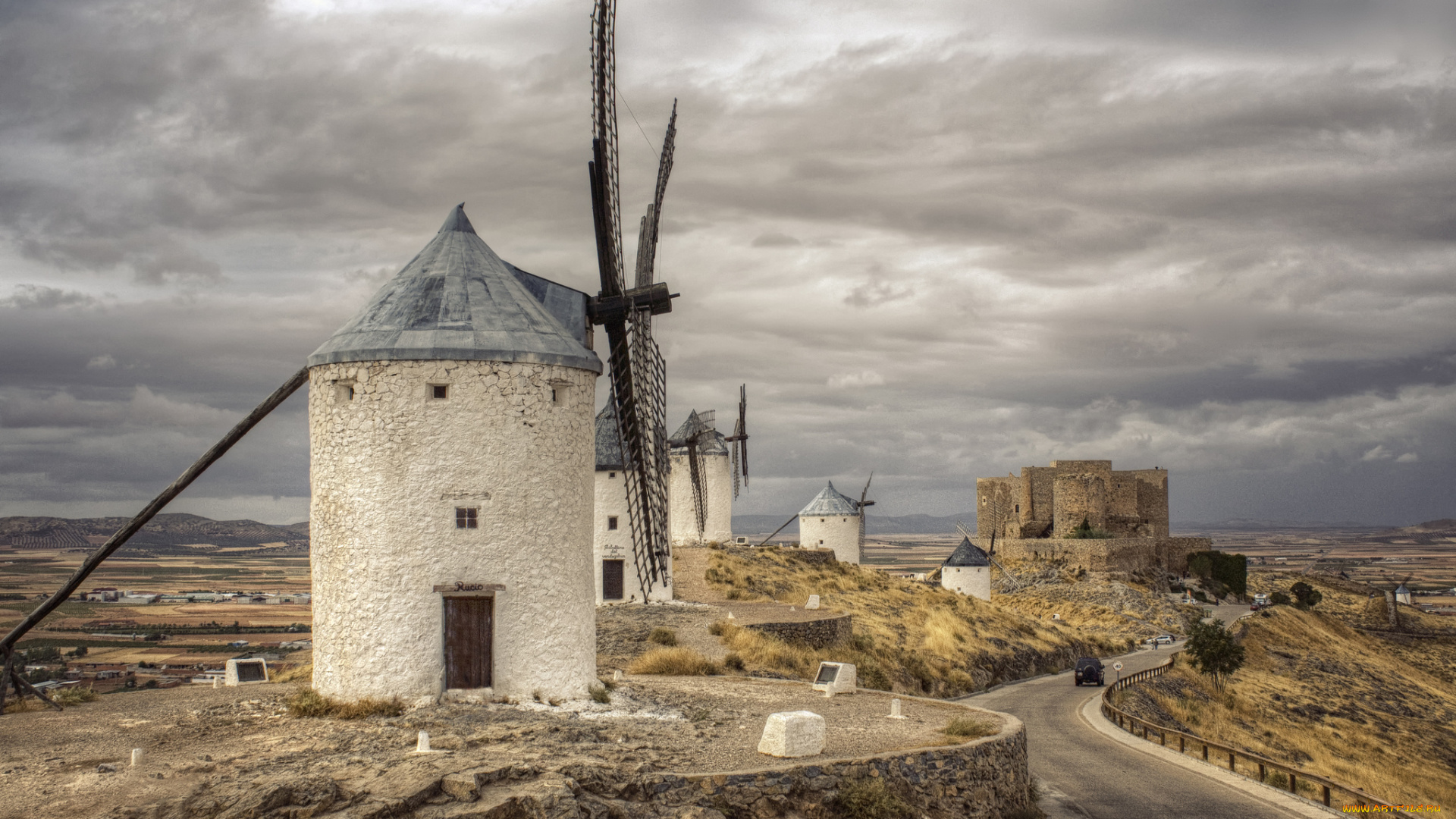 разное, мельницы, дорога, ветряк, мельница