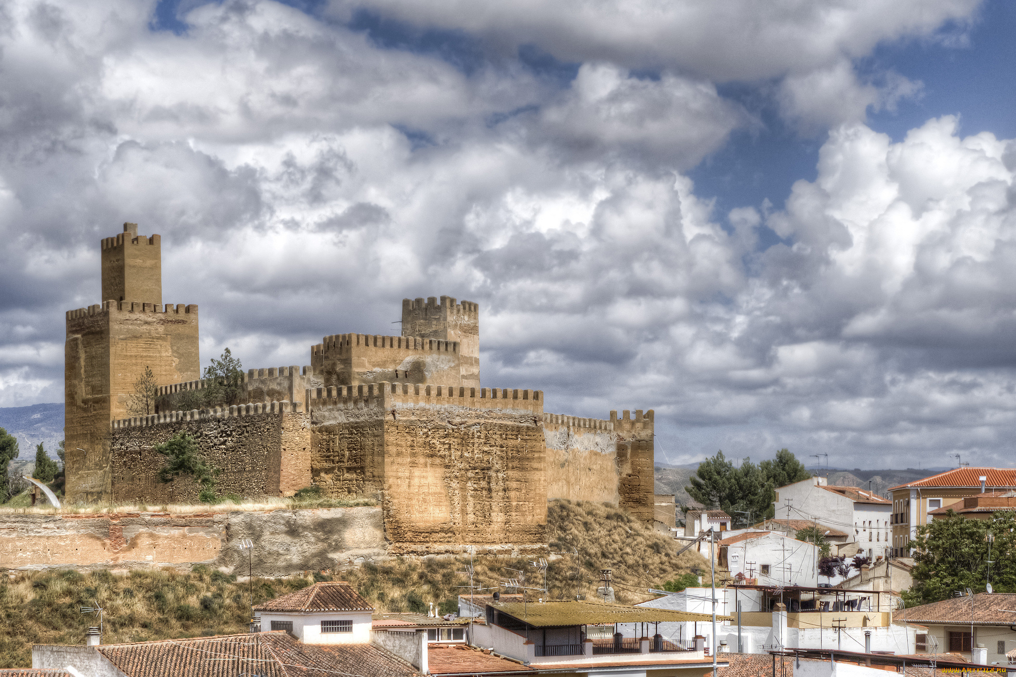 alcazar, de, guadix, города, -, дворцы, , замки, , крепости, крепость, холм, поселок