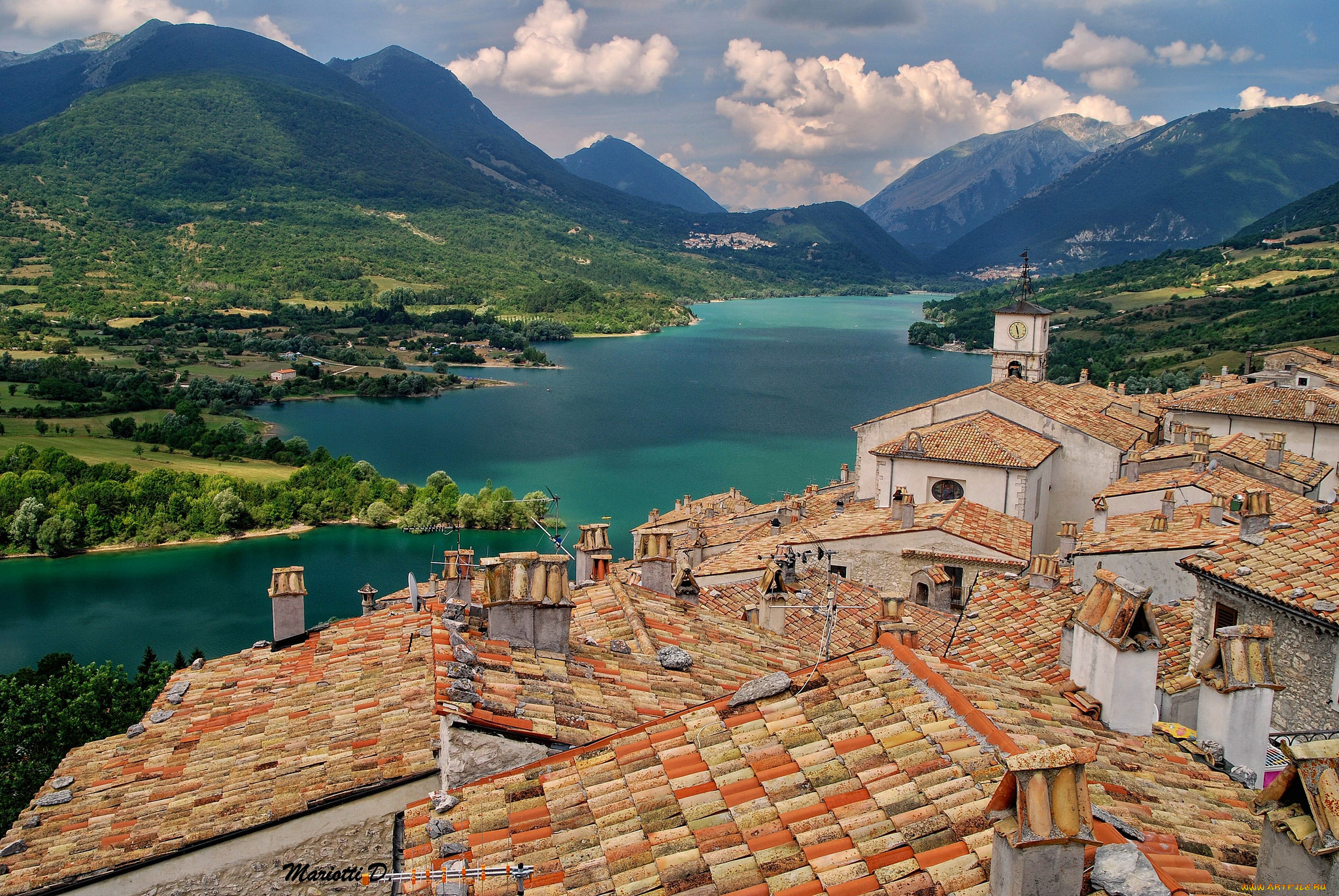 города, -, пейзажи, гора, город, пейзаж, озеро