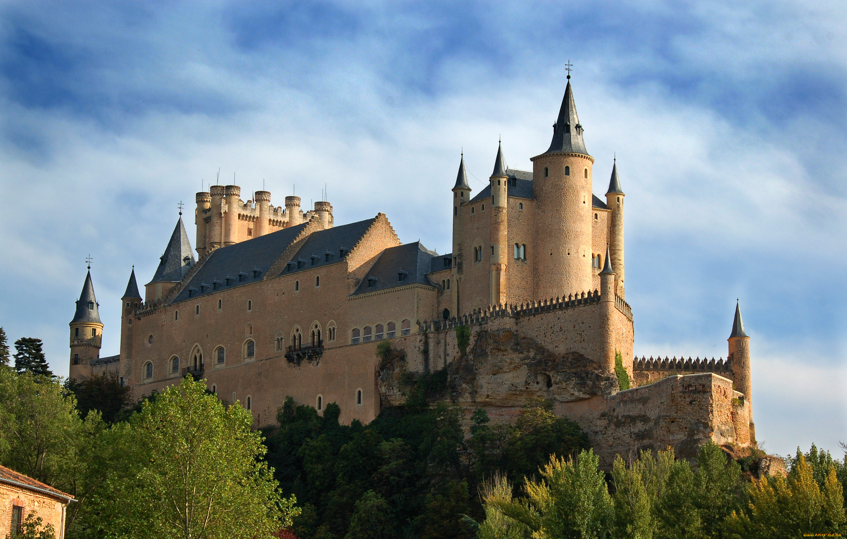 alcazar, castle, -, segovia, города, замки, испании, замок, гора
