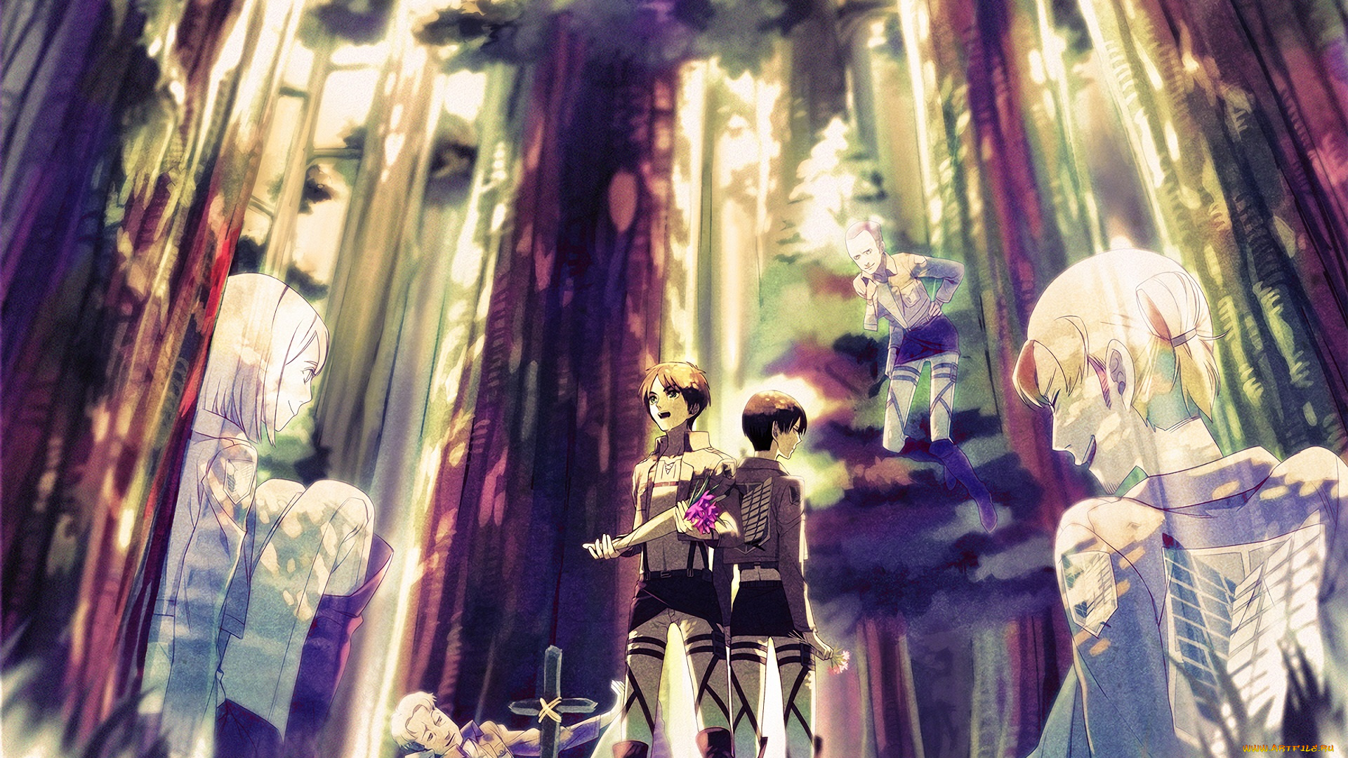 аниме, shingeki, no, kyojin, атака, титанов