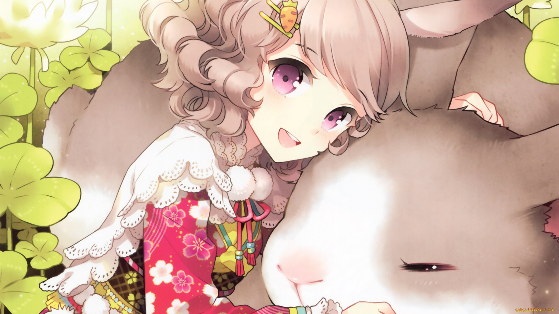 аниме, животные, , существа, девочка, кролик