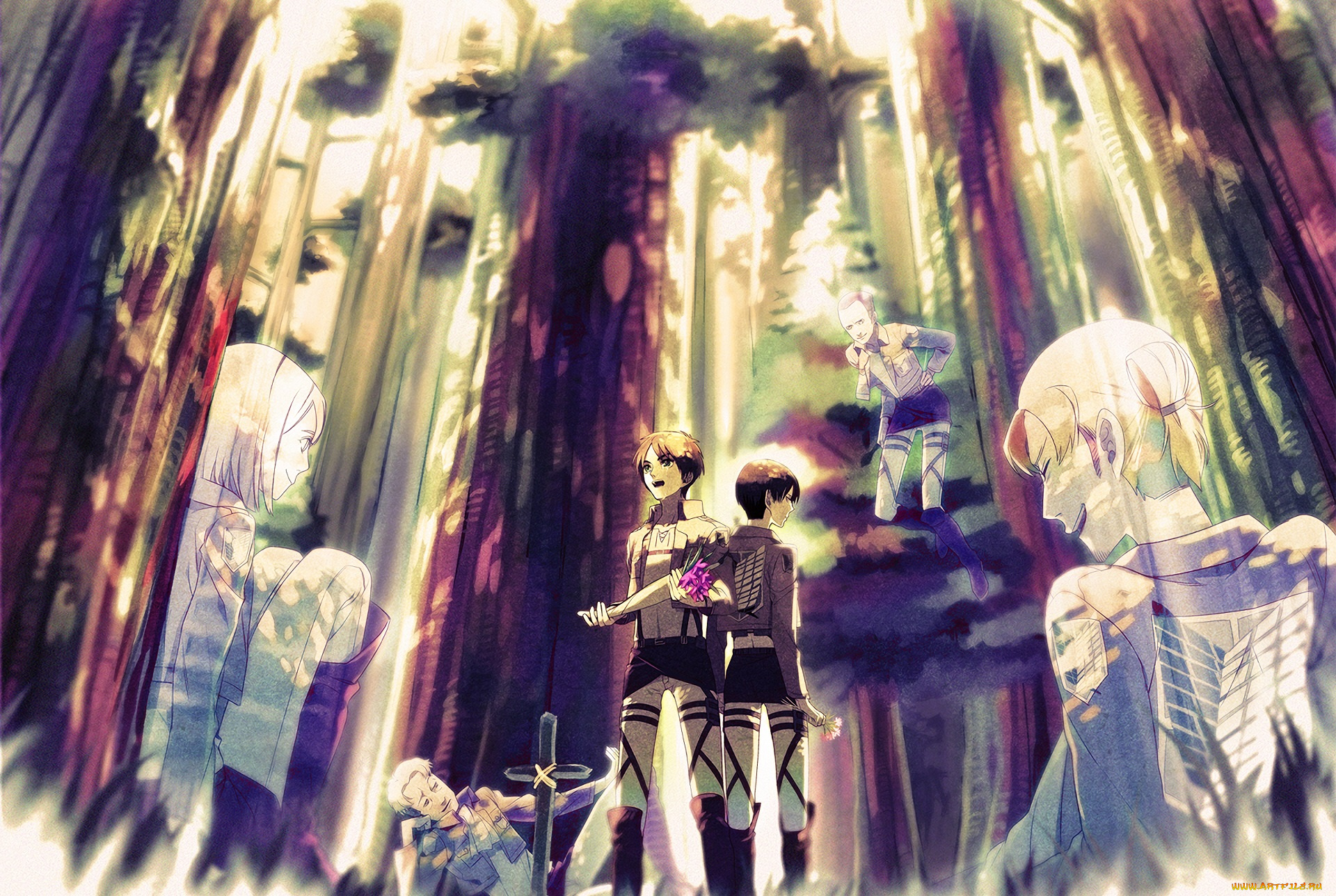 аниме, shingeki, no, kyojin, атака, титанов