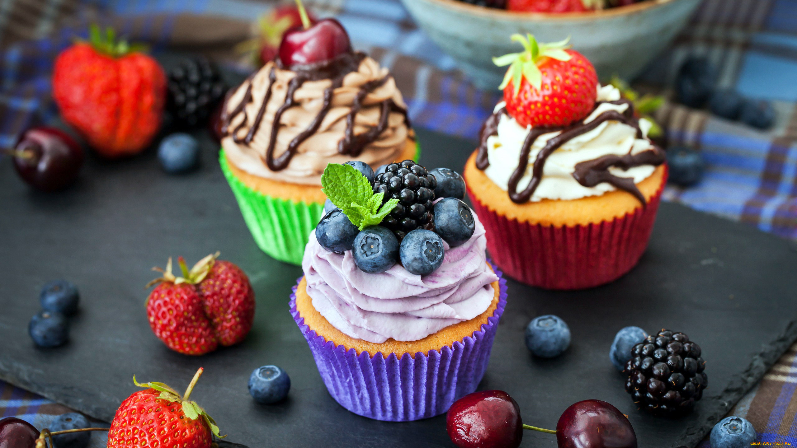 еда, пирожные, , кексы, , печенье, капкейки, клубника, ягоды, кексы