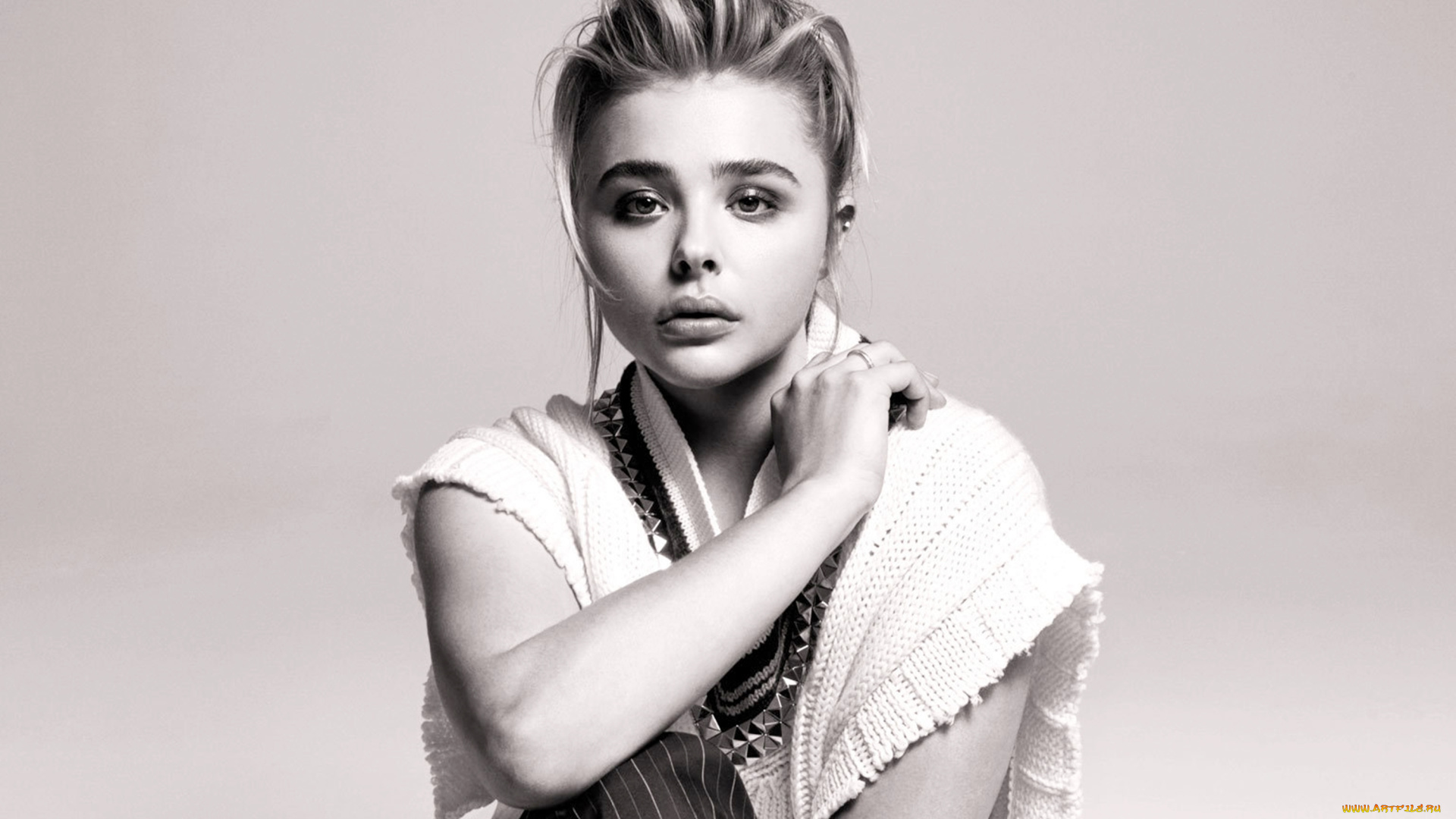 девушки, chloe, grace, moretz, черно-белая, актриса
