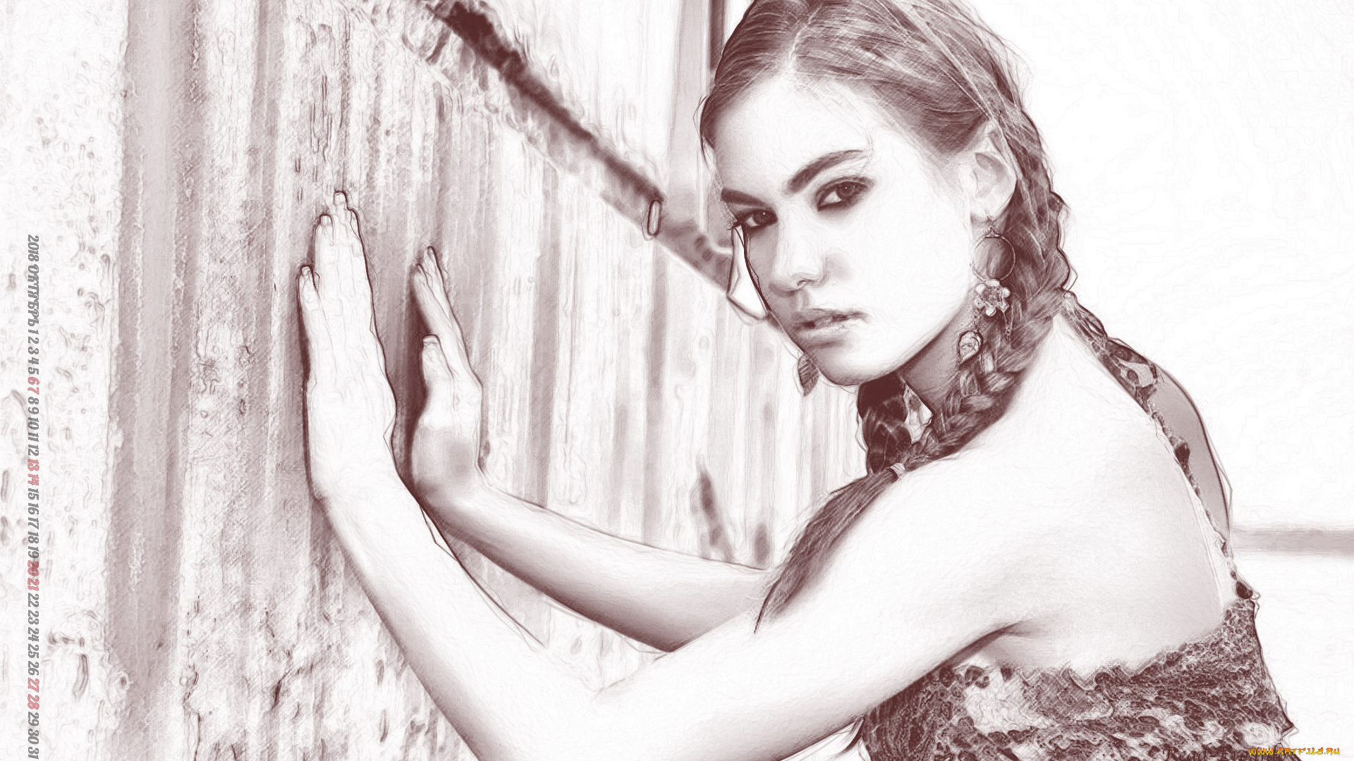 календари, компьютерный, дизайн, взгляд, девушка