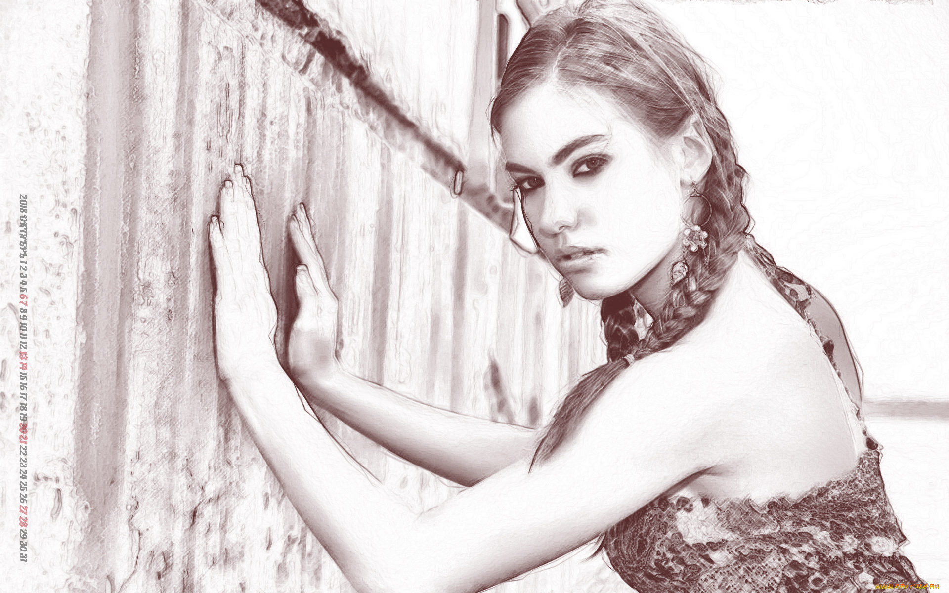 календари, компьютерный, дизайн, взгляд, девушка