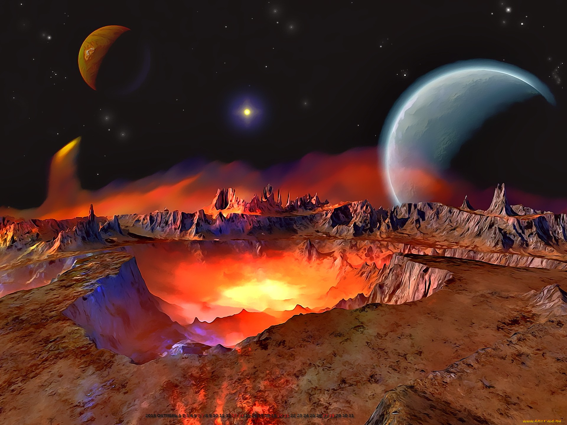 календари, 3д-графика, планета