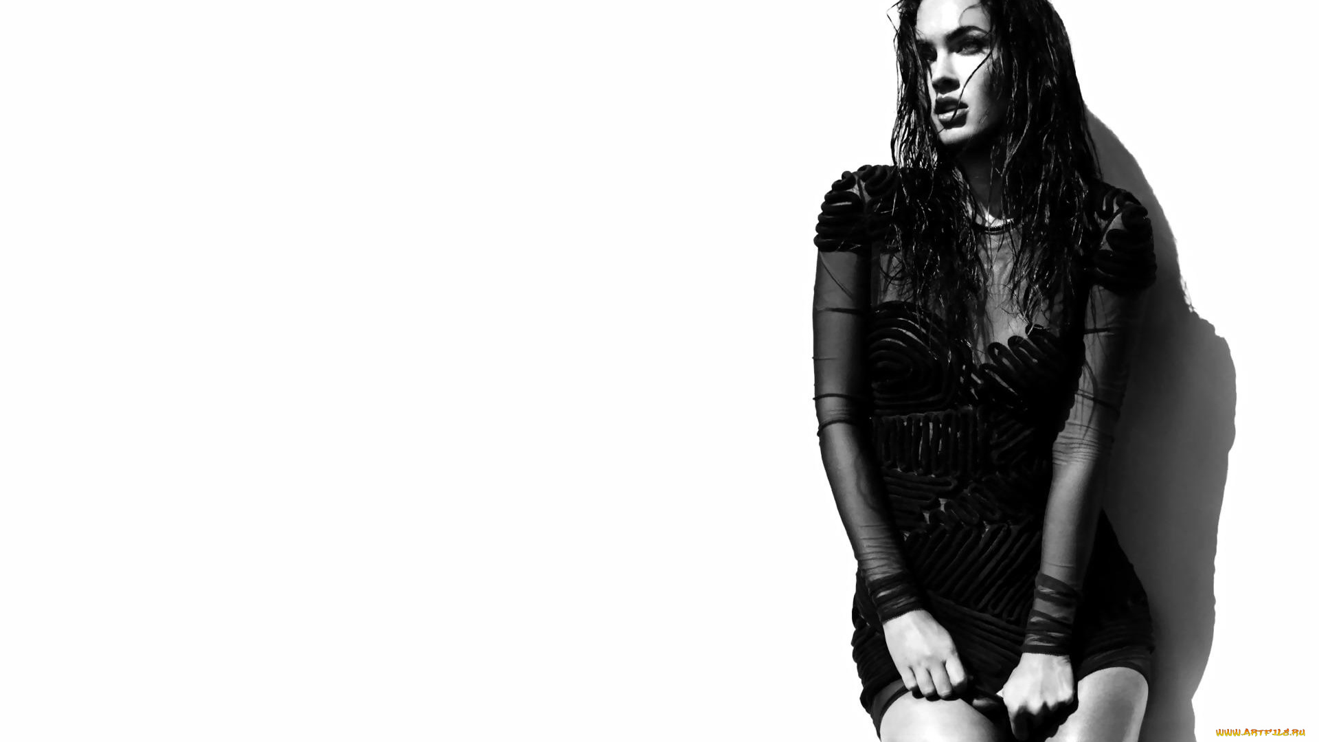 девушки, megan, fox, актриса, платье, черно-белая