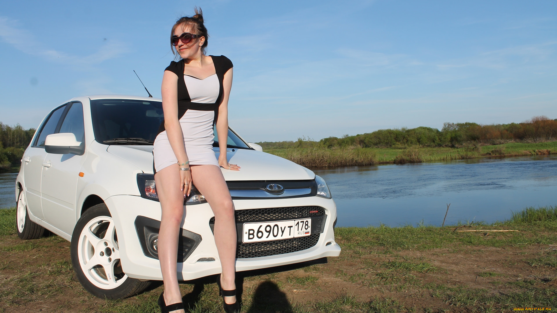 ваз, лада, калина, спорт, автомобили, -авто, с, девушками, автомобиль, белый, спорт, калина, лада, ваз, девушка