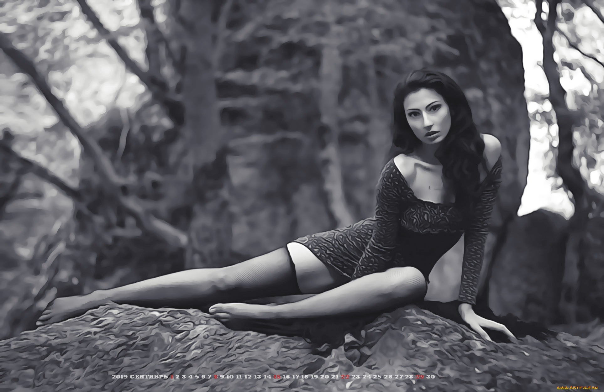 календари, компьютерный, дизайн, девушка, природа, 2019, calendar, женщина, взгляд