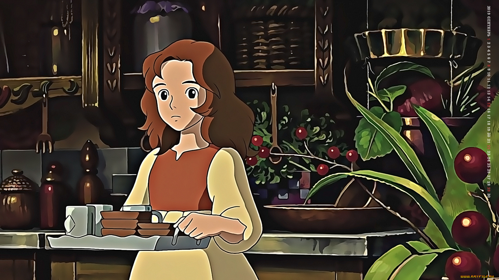 календари, аниме, посуда, кухня, 2019, calendar, мебель, девочка, поднос