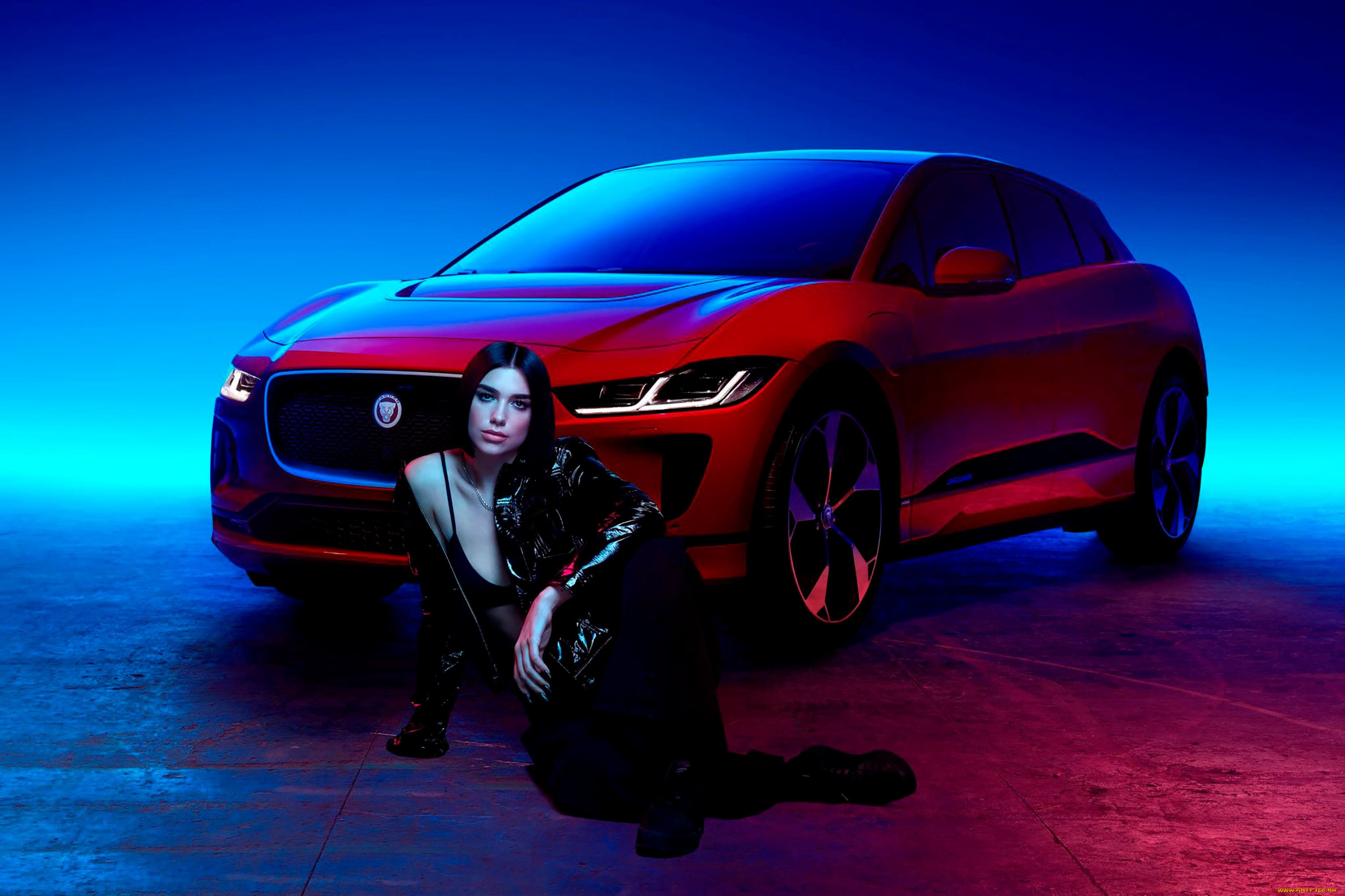 dua, lipa, , jaguar, i-pace, 2019, автомобили, -авто, с, девушками, автор, песен, кроссовер, модель, красный, 2019, jaguar, i, pace, британская, певица, дуа, липа