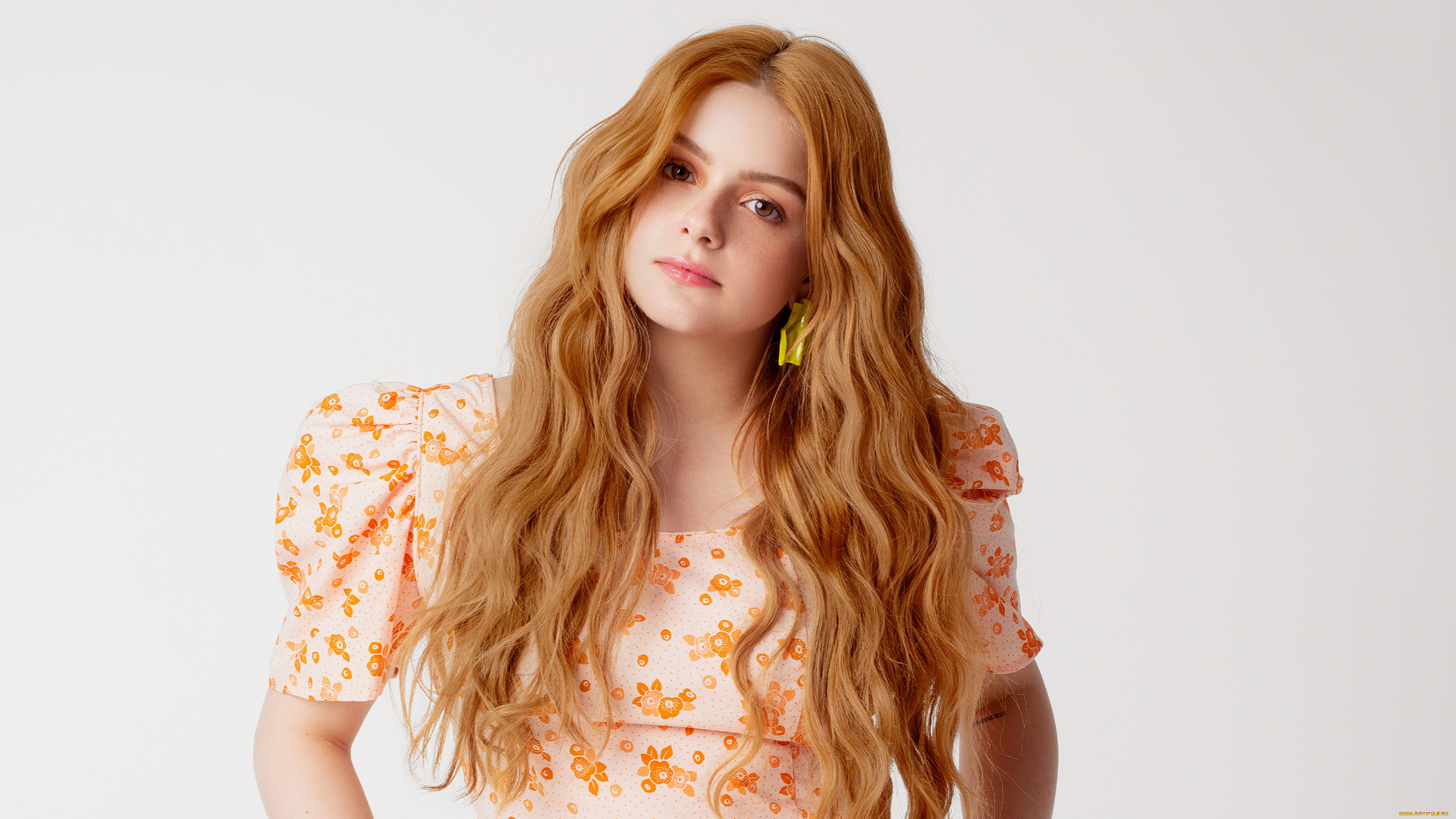 девушки, ariel, winter, рыжая, платье