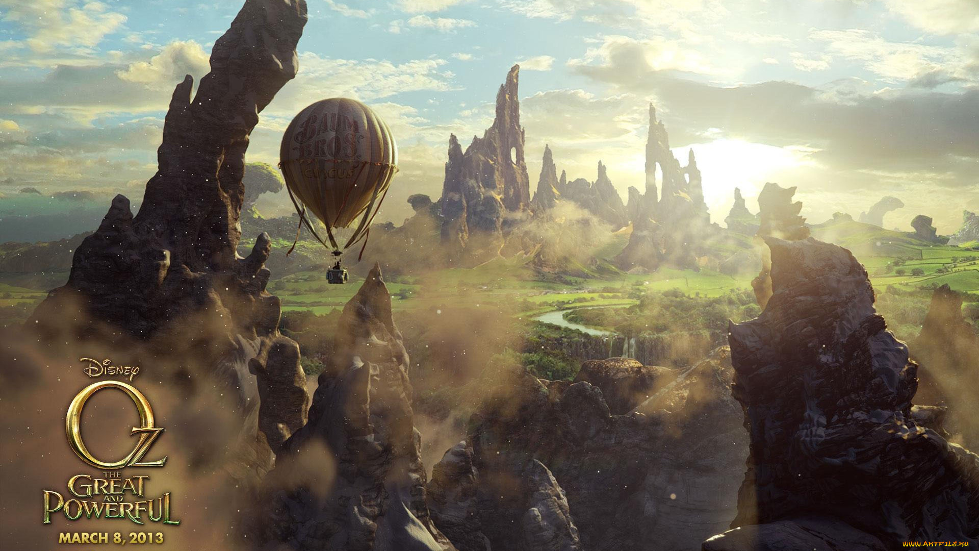кино, фильмы, oz, , the, great, and, powerful, скалы, воздушный, шар, долина