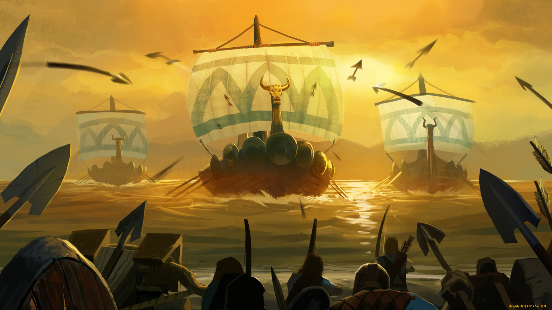 видео, игры, age, of, empires, online, море, берег, корабли, воины