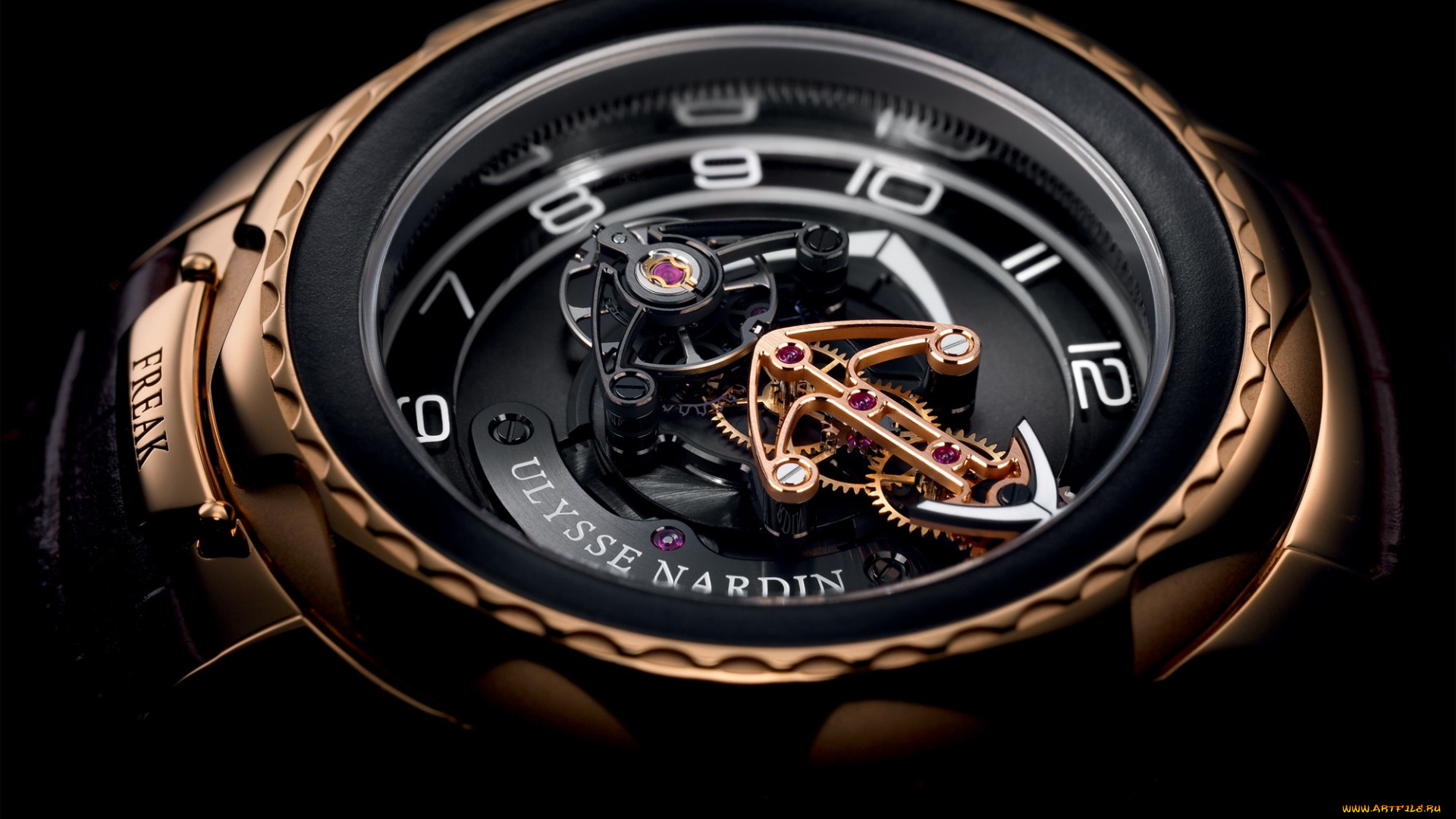 бренды, ulysse, nardin, роскошные, часы, ulysse, nardin, freak, one, технологии, простой, фон, черный, цифры, наручные