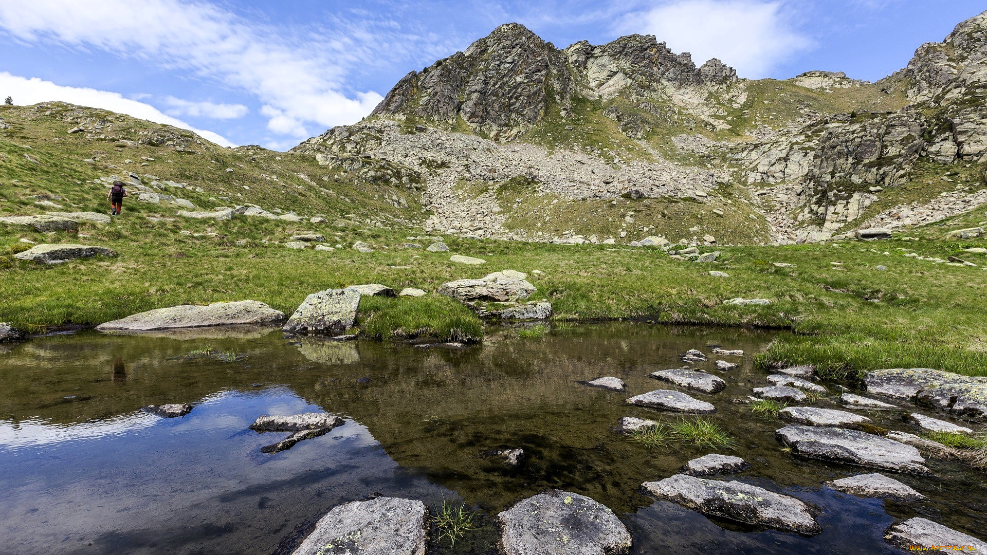 природа, реки, озера, горы, озеро, камни, облака