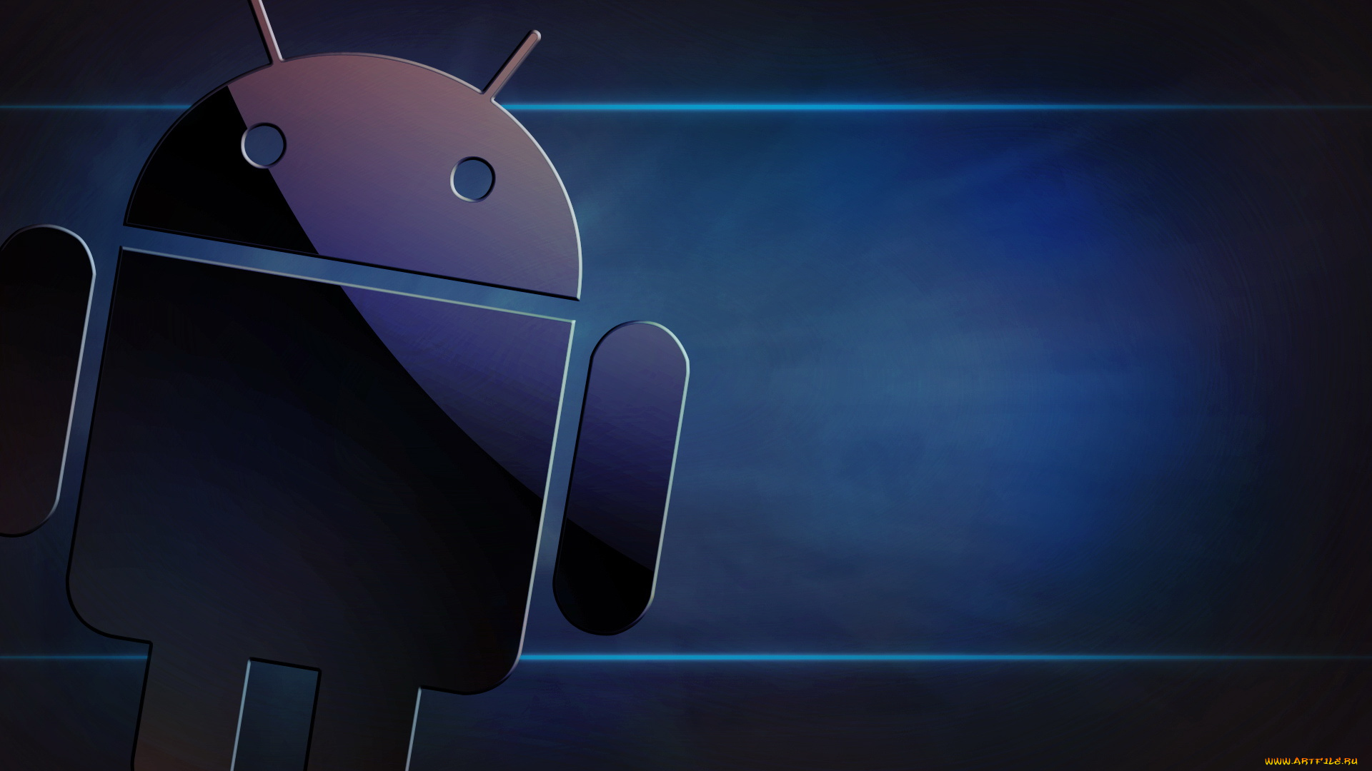 компьютеры, android, тёмный, фон, логотип, синий