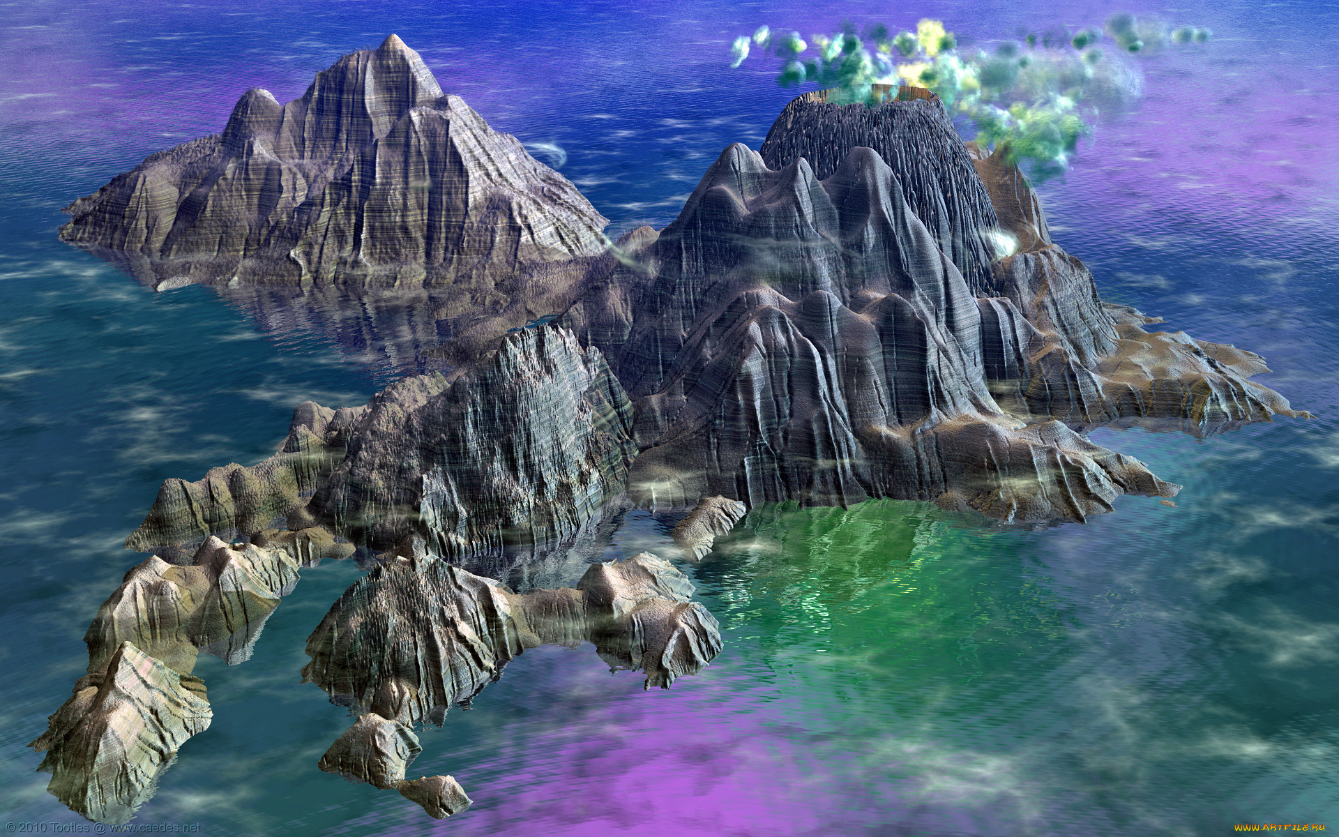 3д, графика, nature, landscape, природа, вода, облака