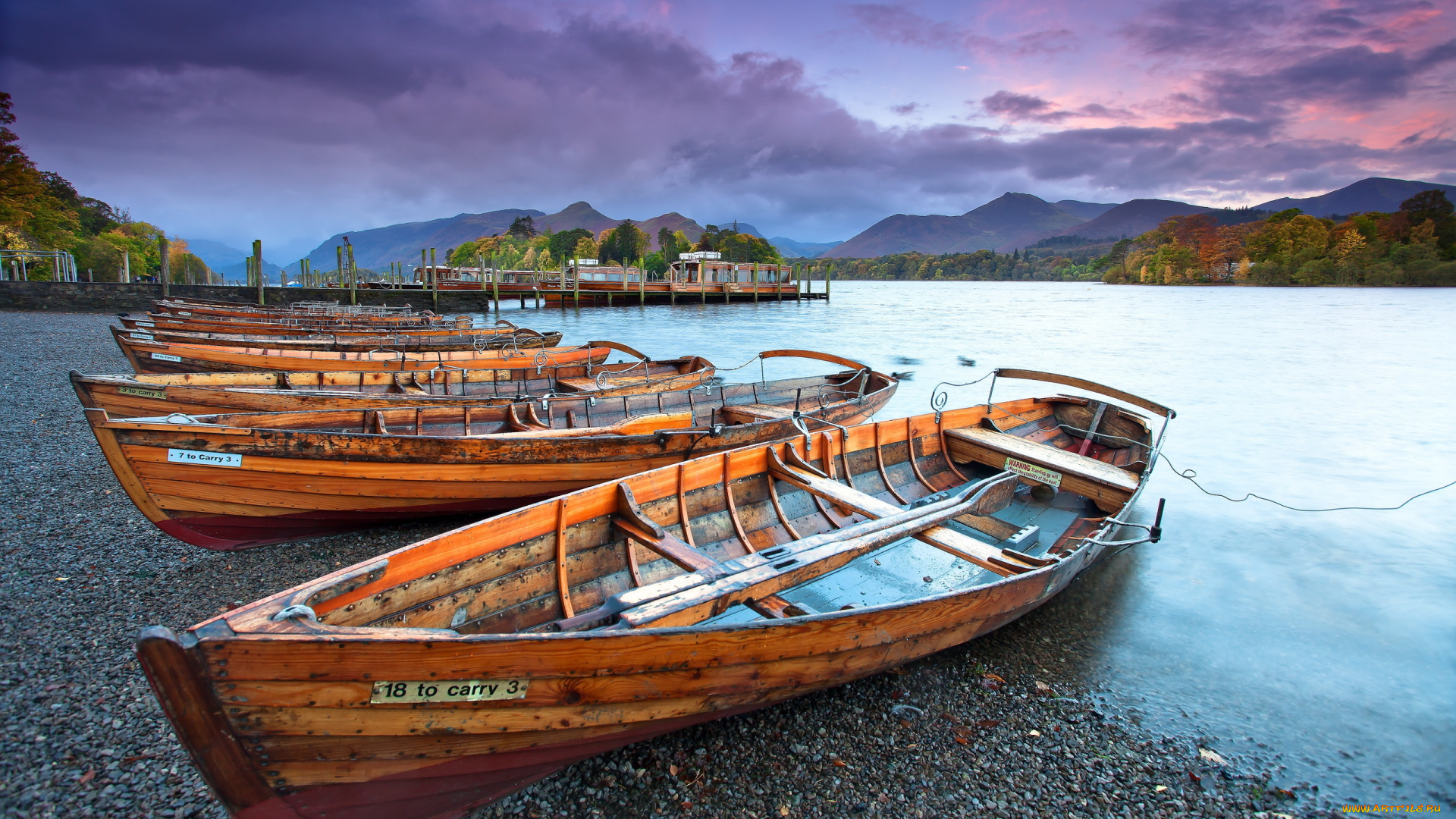 корабли, лодки, шлюпки, река, закат