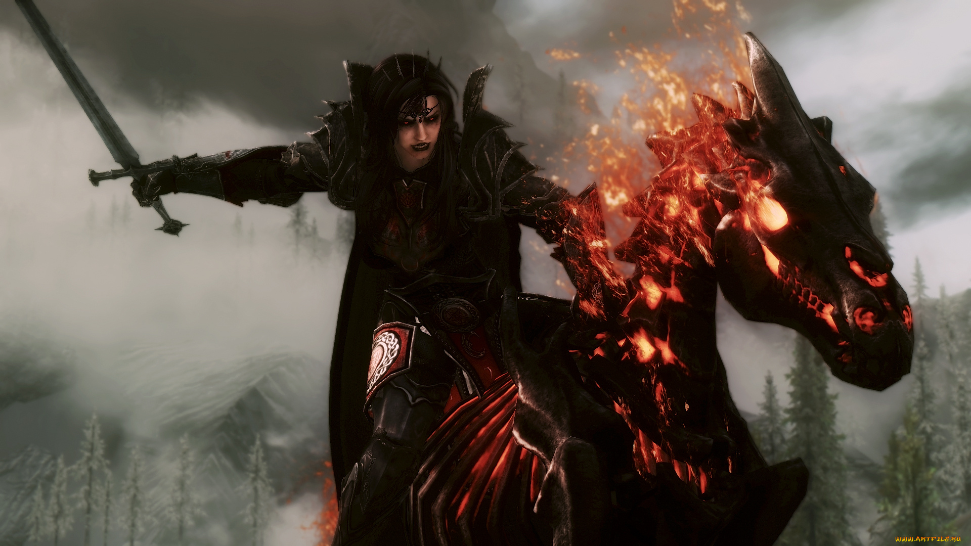 3д, графика, фантазия, , fantasy, конь, оружие, девушка