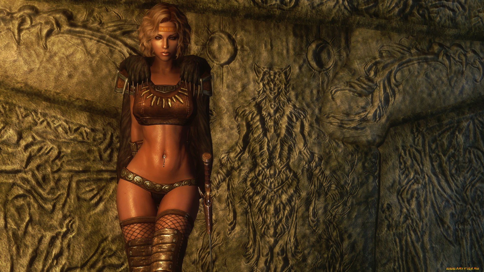 3д, графика, фантазия, , fantasy, оружие, взгляд, фон, девушка