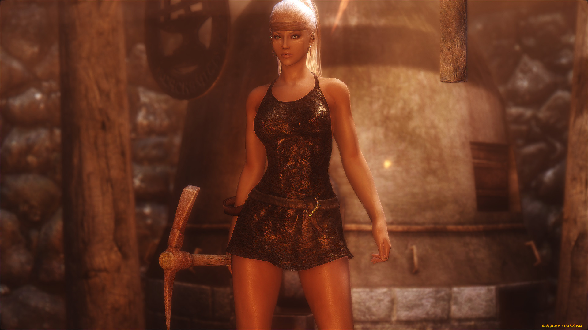 3д, графика, люди, , people, взгляд, девушка, блондинка, оружие, фон