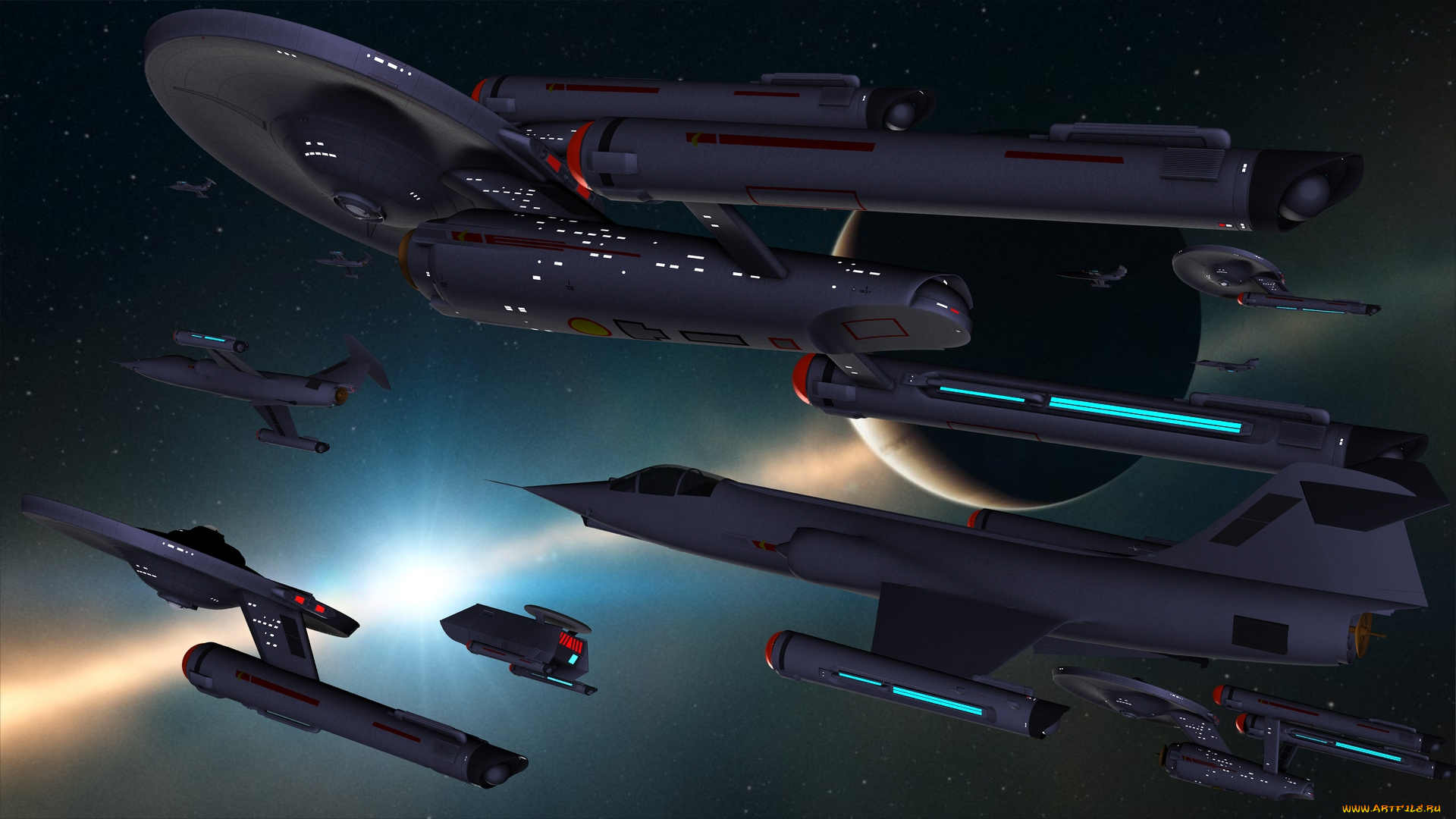 космос, арт, звезды, вселенная, космический, корабль