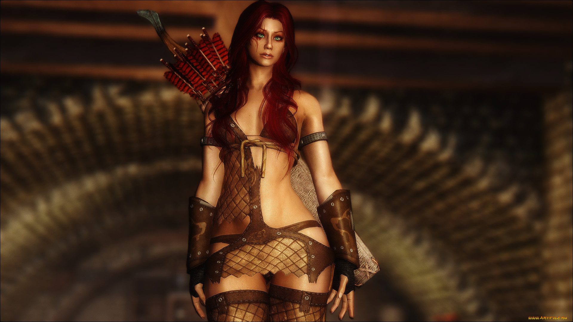 maxine, 3д, графика, амазонки, , amazon, фон, взгляд, девушка, лук