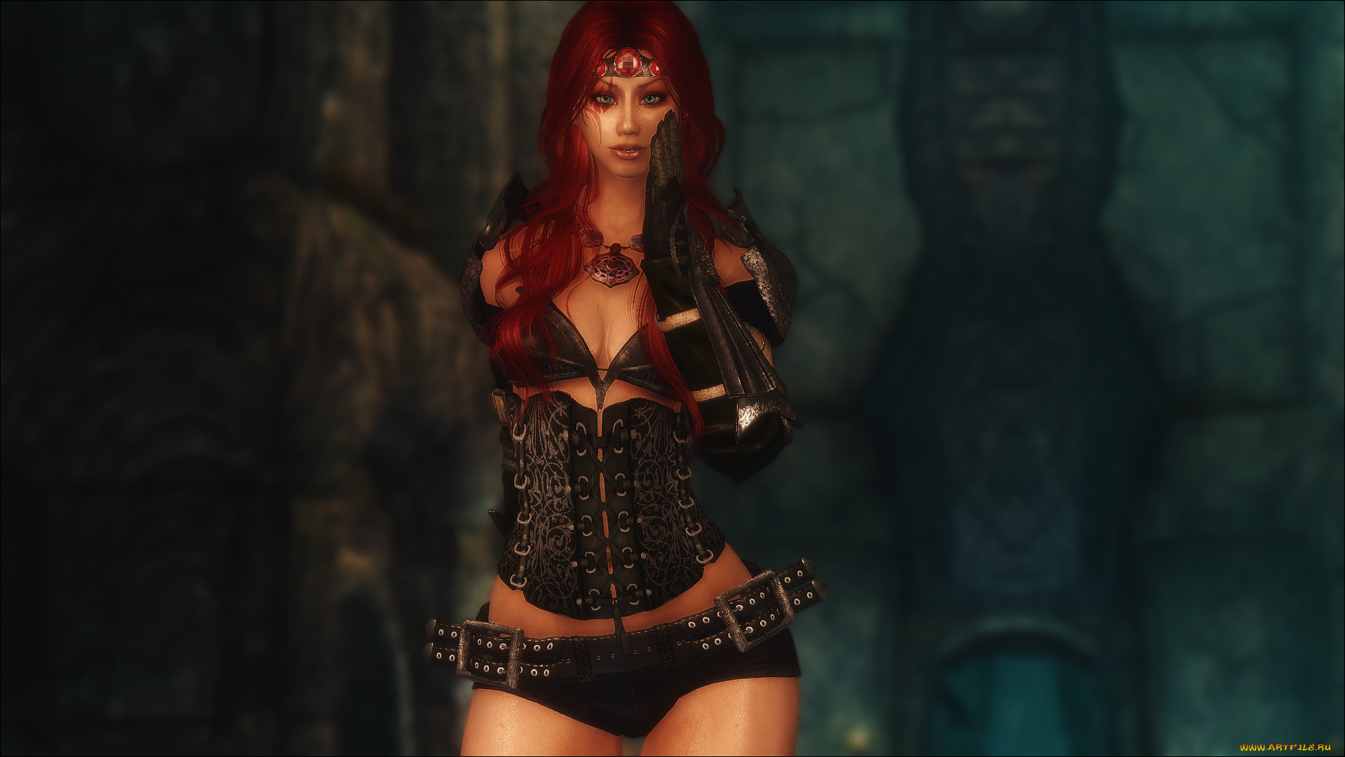 maxine, 3д, графика, амазонки, , amazon, взгляд, девушка, лук, фон