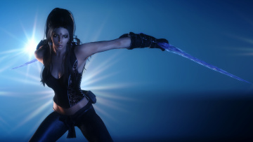 Картинка 3д+графика фантазия+ fantasy доспехи фон оружие взгляд девушка