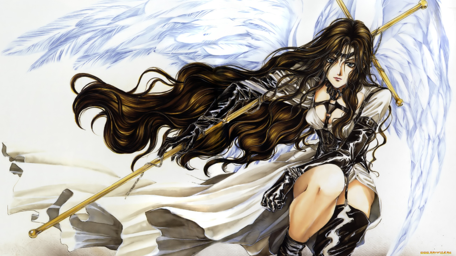 аниме, angel, sanctuary, ангел, меч, девушка, арт