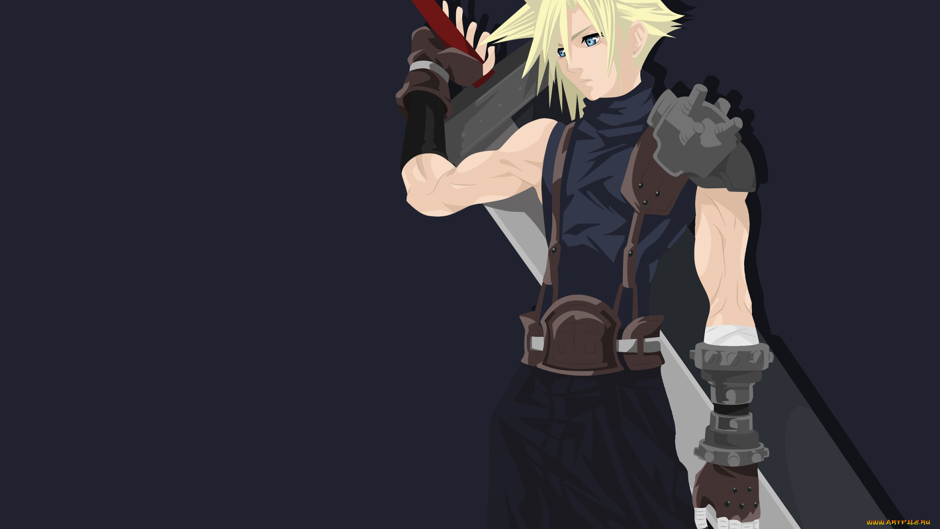 аниме, final, fantasy, вектор, меч, парень