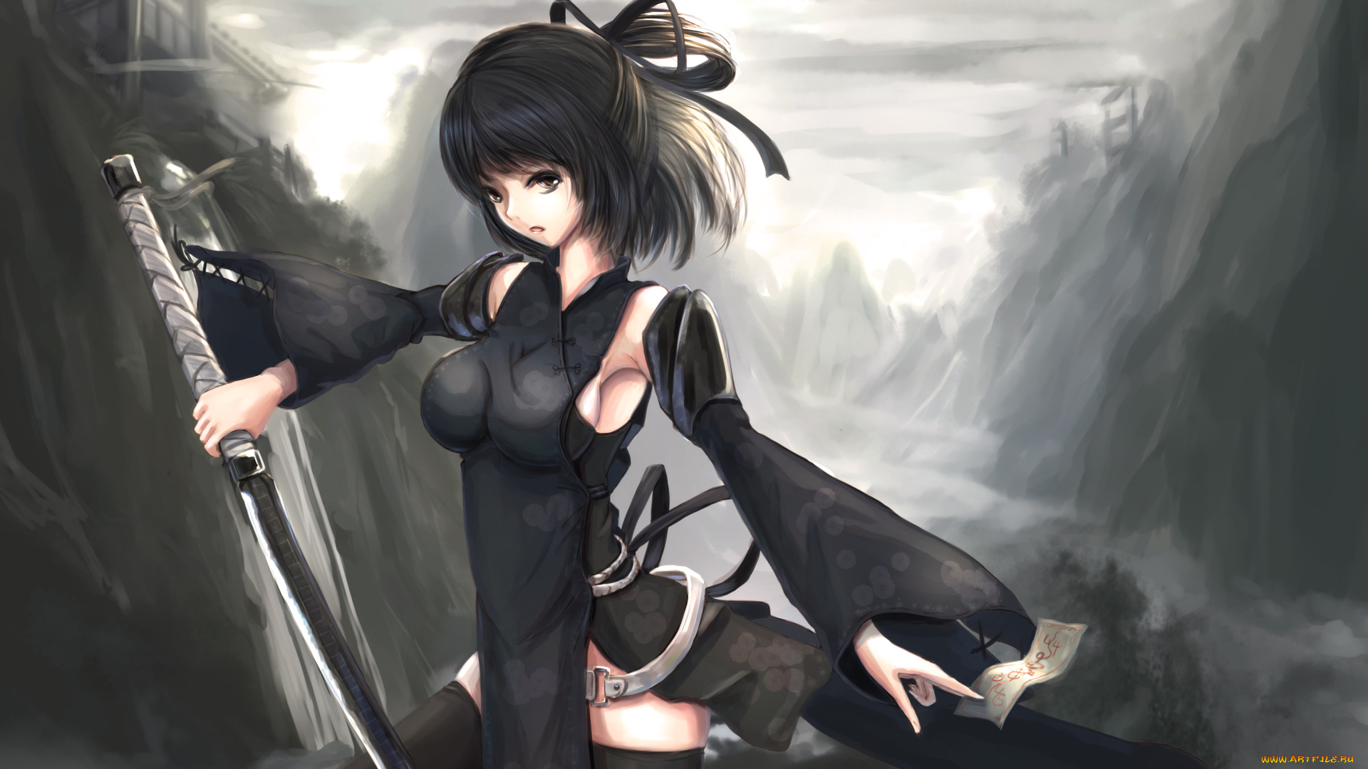 аниме, kikivi, , artbook, девушка, арт, kikivi, меч