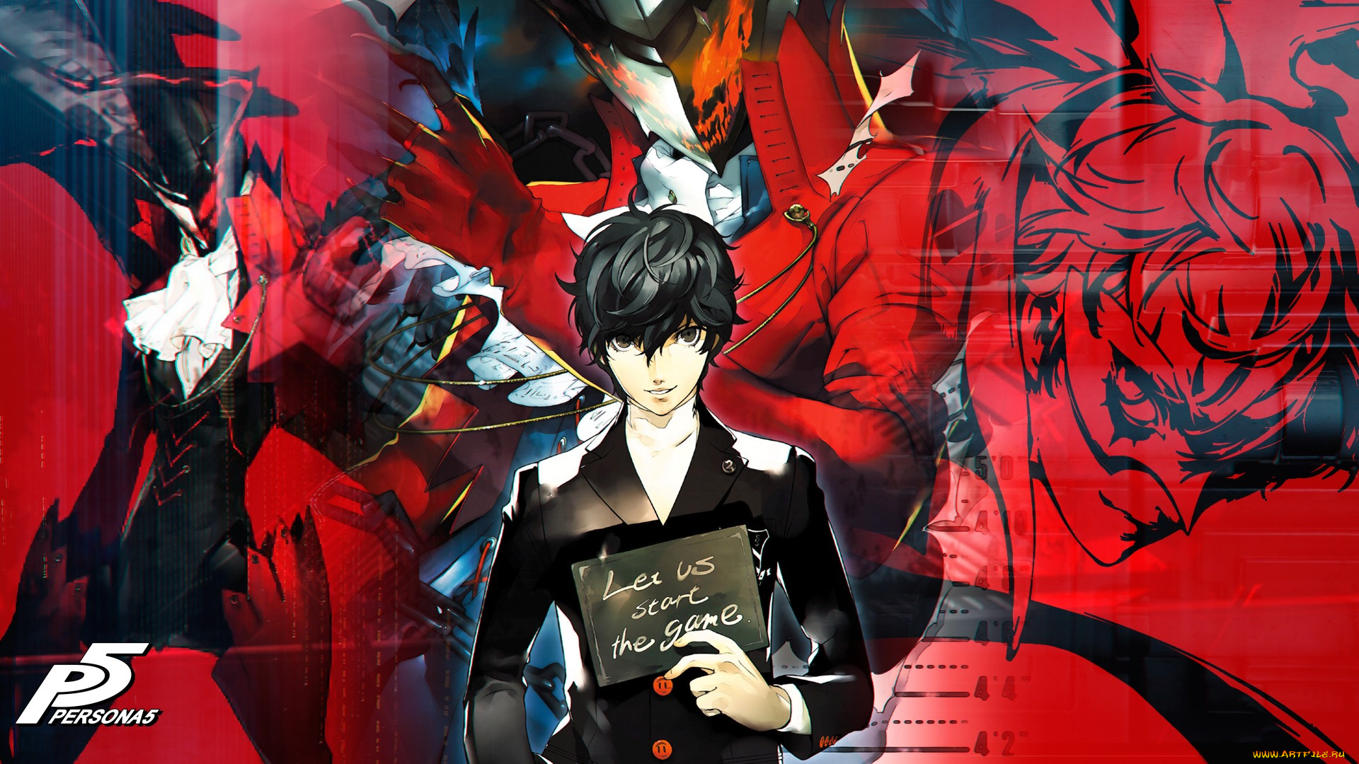 аниме, persona, shin, megami, tensei, protagonist, 5, табличка, парень, art