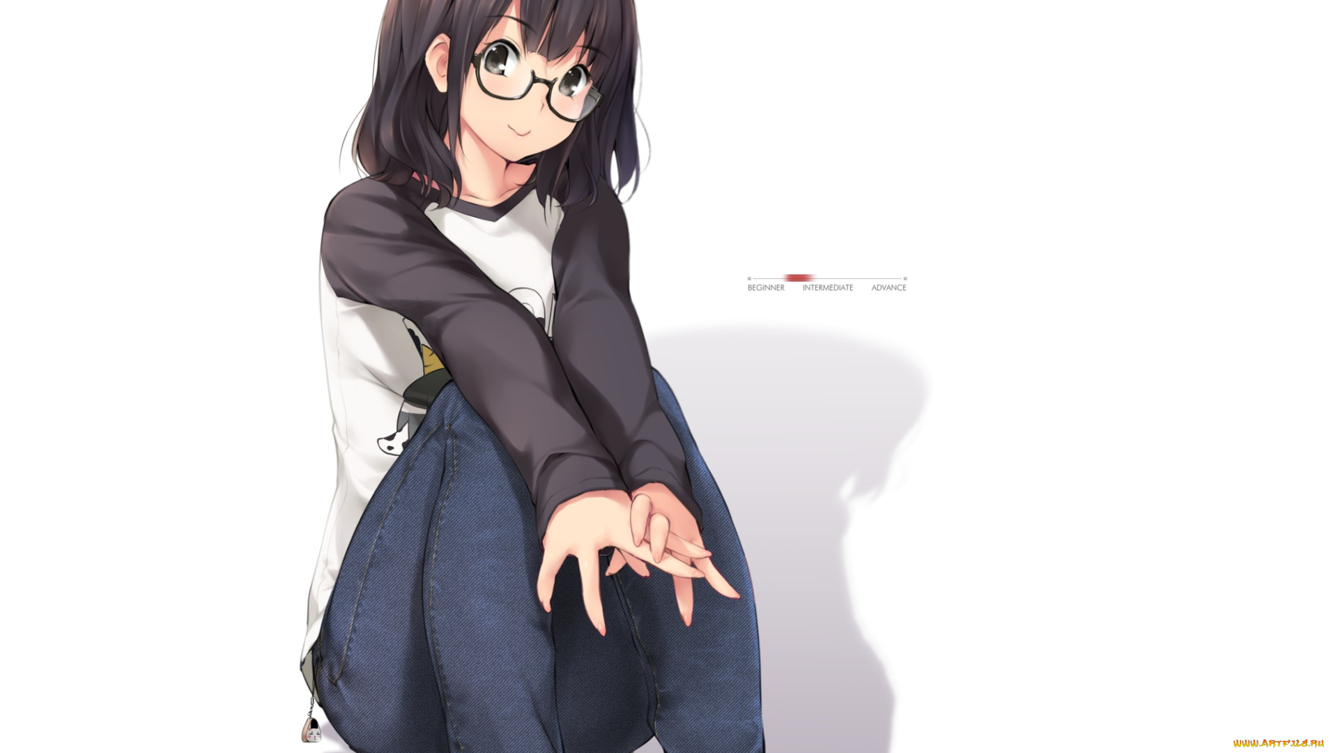 аниме, unknown, , другое, kopianget, арт, девушка, очки