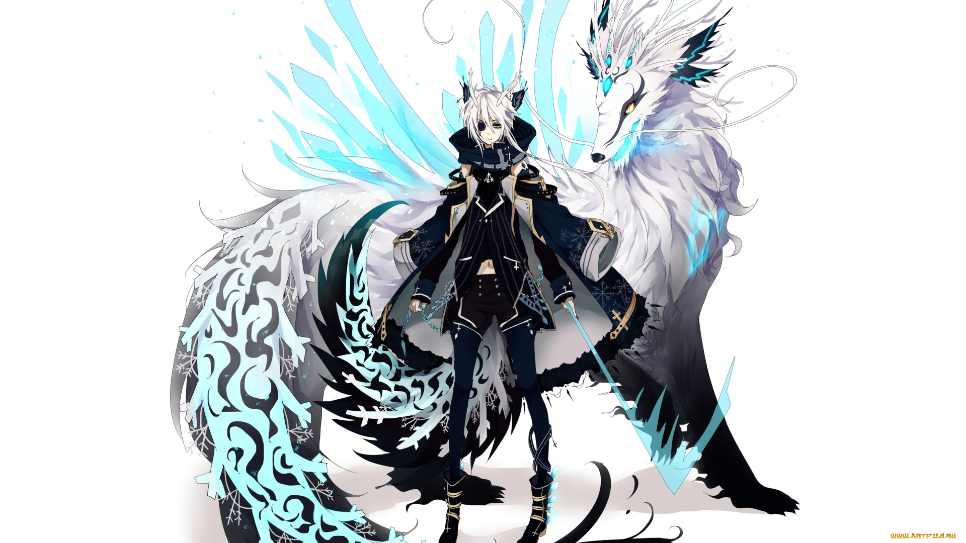 аниме, животные, , существа, зверь, парень, арт