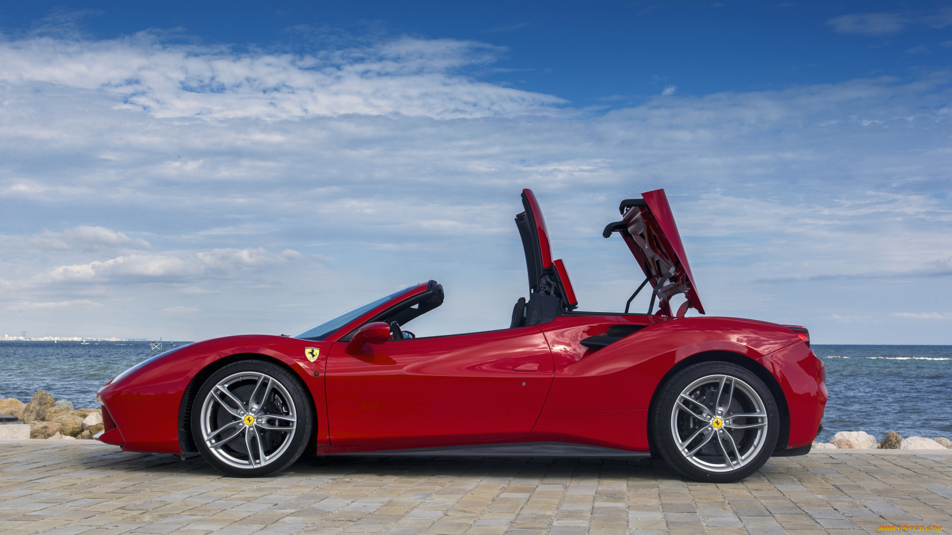 автомобили, ferrari, красный, 2015г, spider, 488