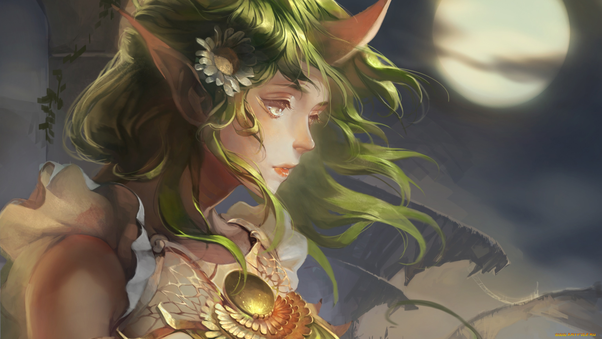 фэнтези, демоны, луна, девушка, арт, soraka