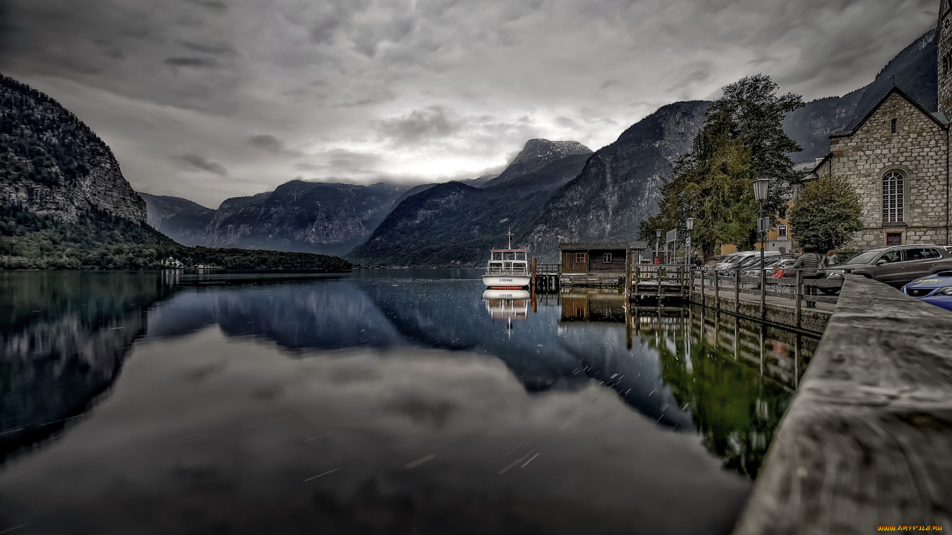 города, -, улицы, , площади, , набережные, пейзаж, озеро, austria, hallstadt, lake, longexposure