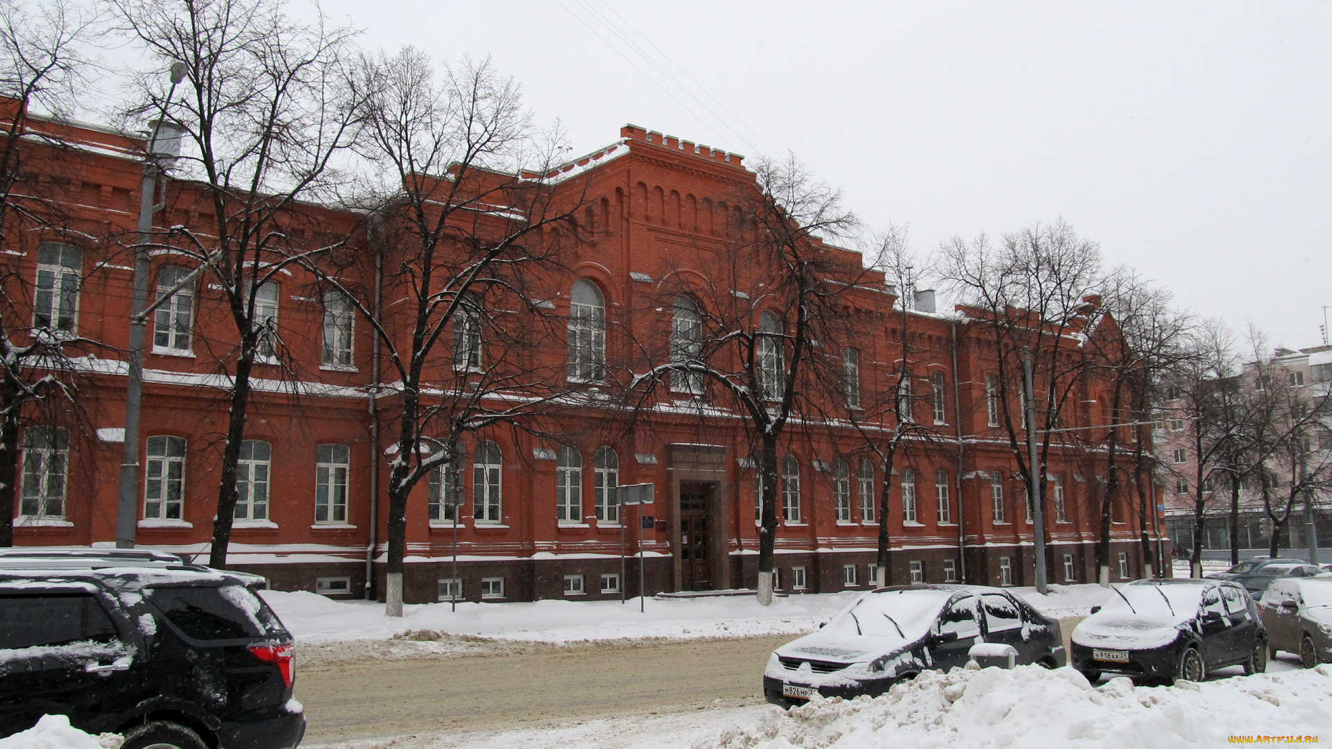 города, -, здания, , дома, белгород, бывшая, казарма, краснокирпичное, здание, зима