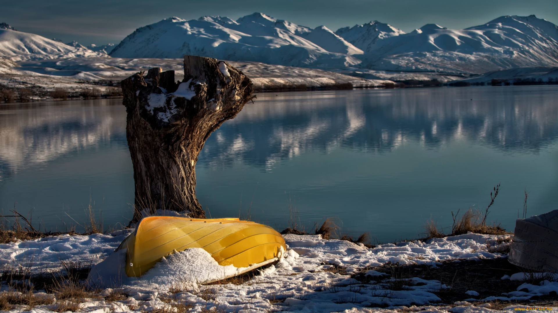 корабли, лодки, , шлюпки, лодка, снег, озеро, новая, зеландия, южный, остров, александрийская