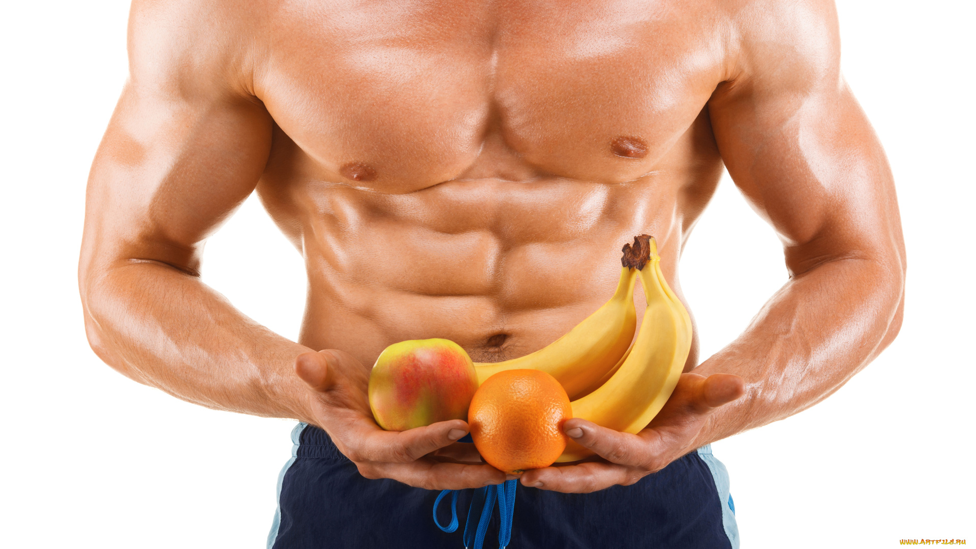 мужчины, -, unsort, bodybuilder, eating, fruits