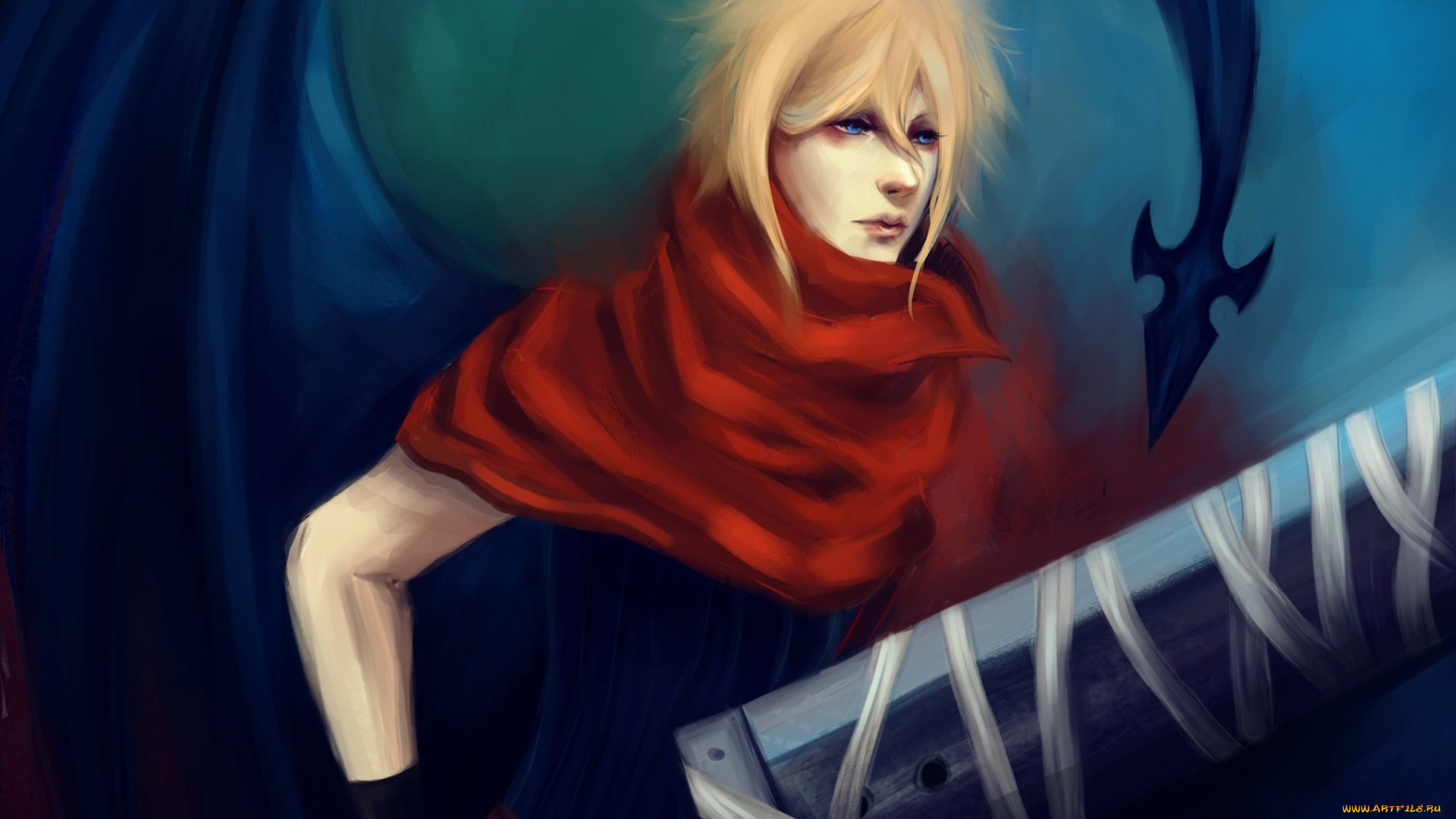 разное, арты, art, robas, arel, парень, cloud, strife, демон, оружие, меч, final, fantasy