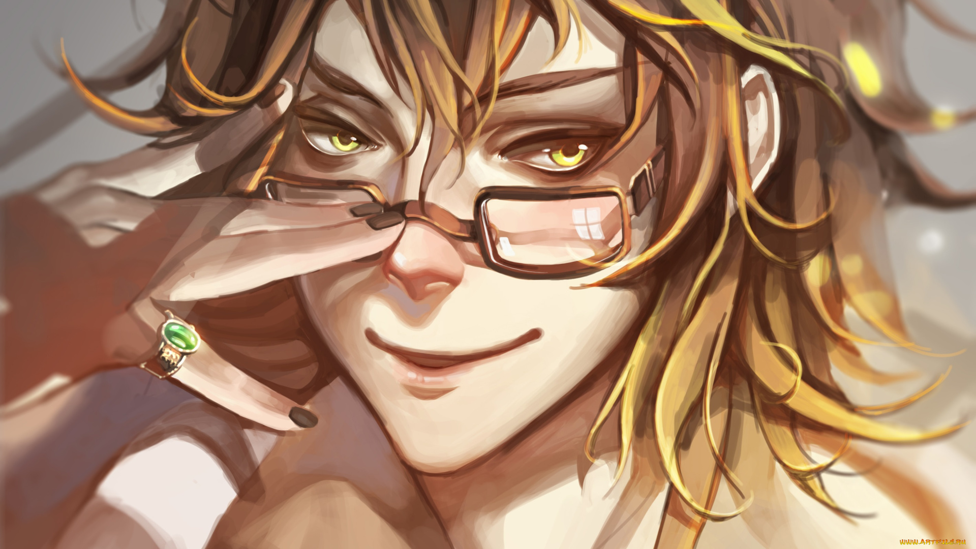 разное, арты, взгляд, улыбка, очки, арт, парень