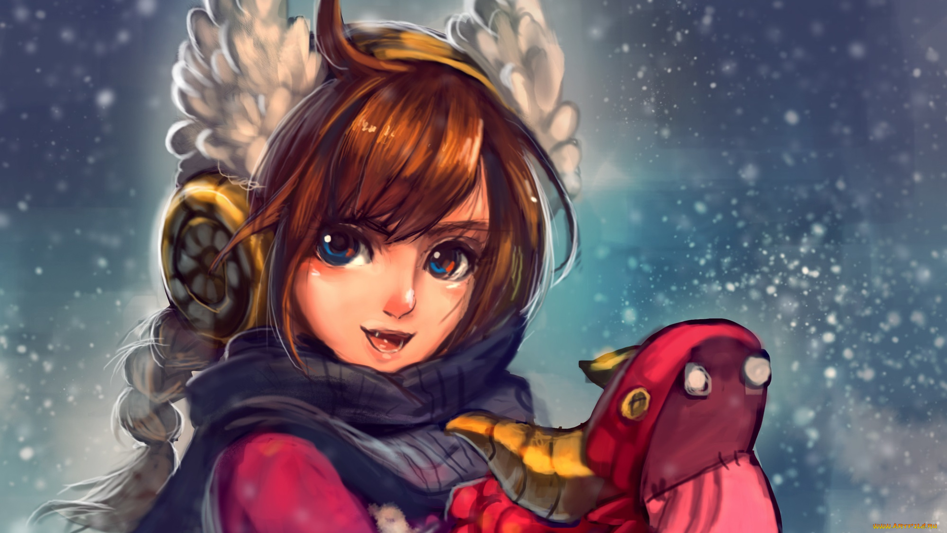 разное, арты, зима, девочка, арт, игрушка