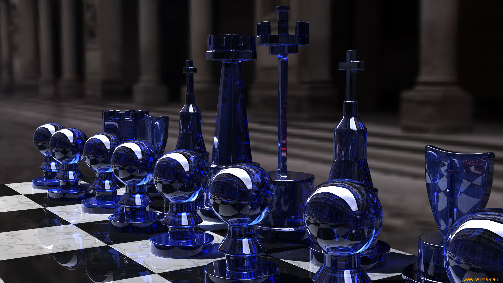разное, настольные, игры, , азартные, игры, chess, set, blue, side, kjasi, rendering, glass, шахматы, игра, стратегия, фигуры, пешки, синее, стекло, доска, чёрное, белое