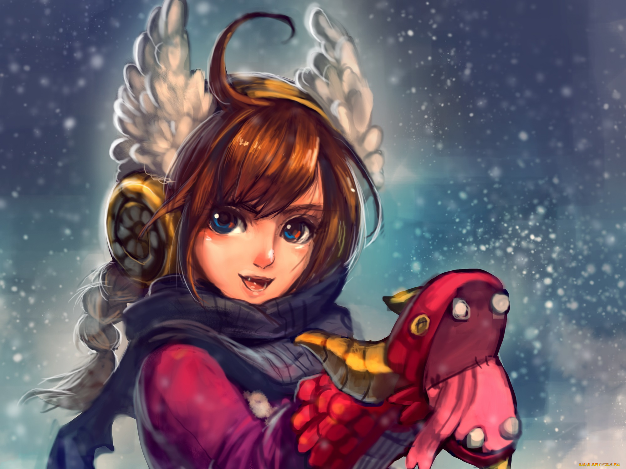 разное, арты, зима, девочка, арт, игрушка