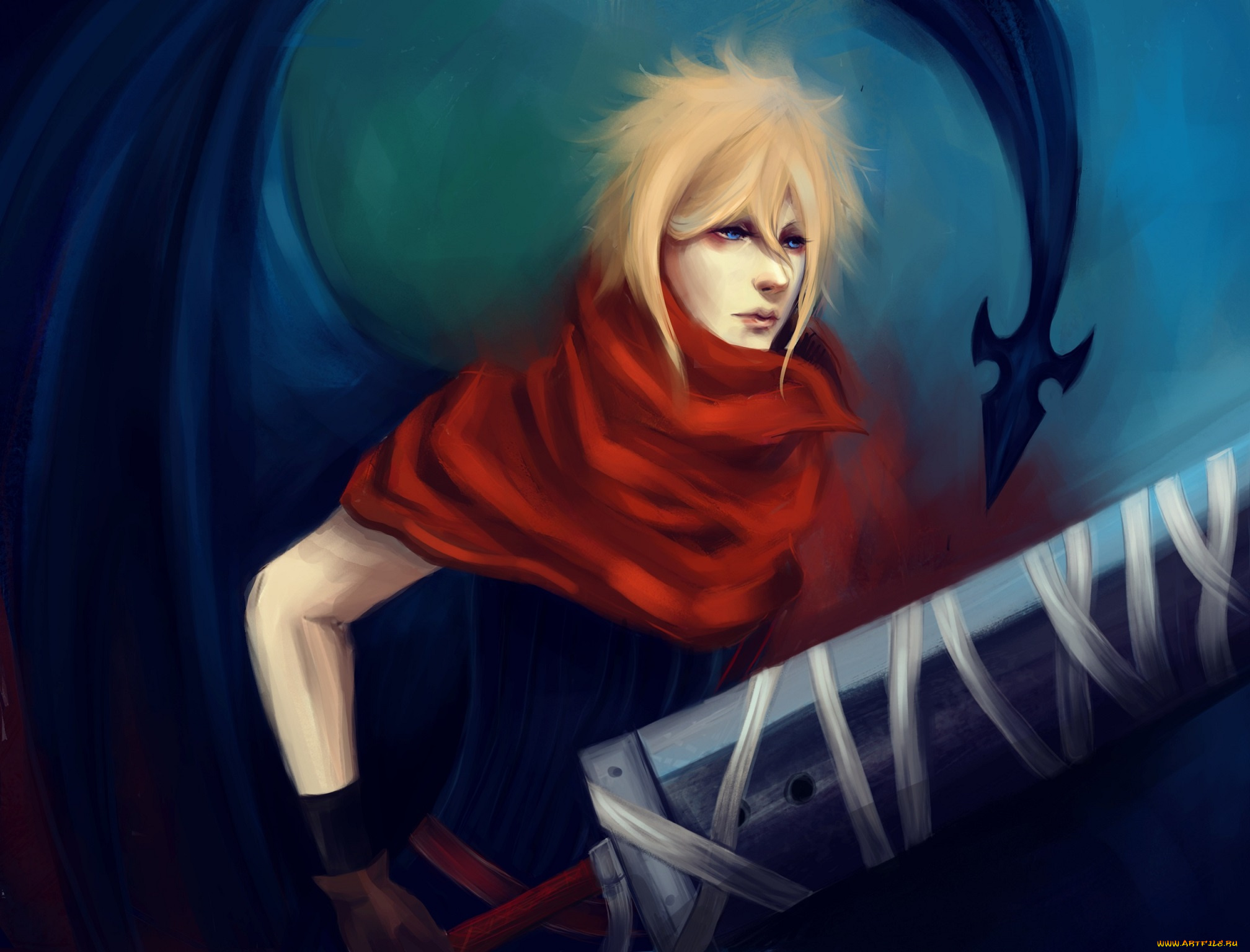 разное, арты, art, robas, arel, парень, cloud, strife, демон, оружие, меч, final, fantasy